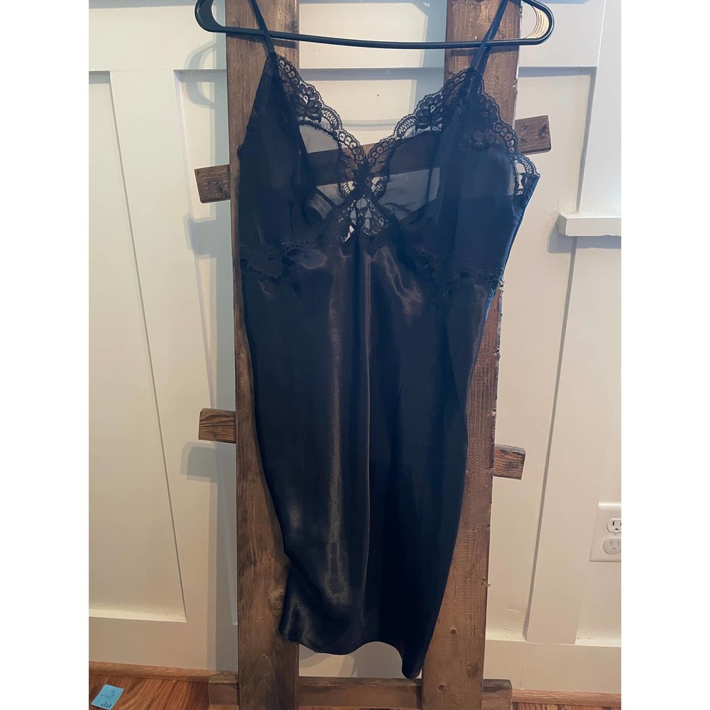 Vintage Victoria's Secret Gold Label Black Nightgown Size Large Slip Dress